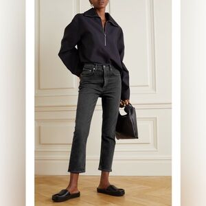AGOLDE Riley High Rise Straight Crop in Panoramic Vintage Black Sz 28